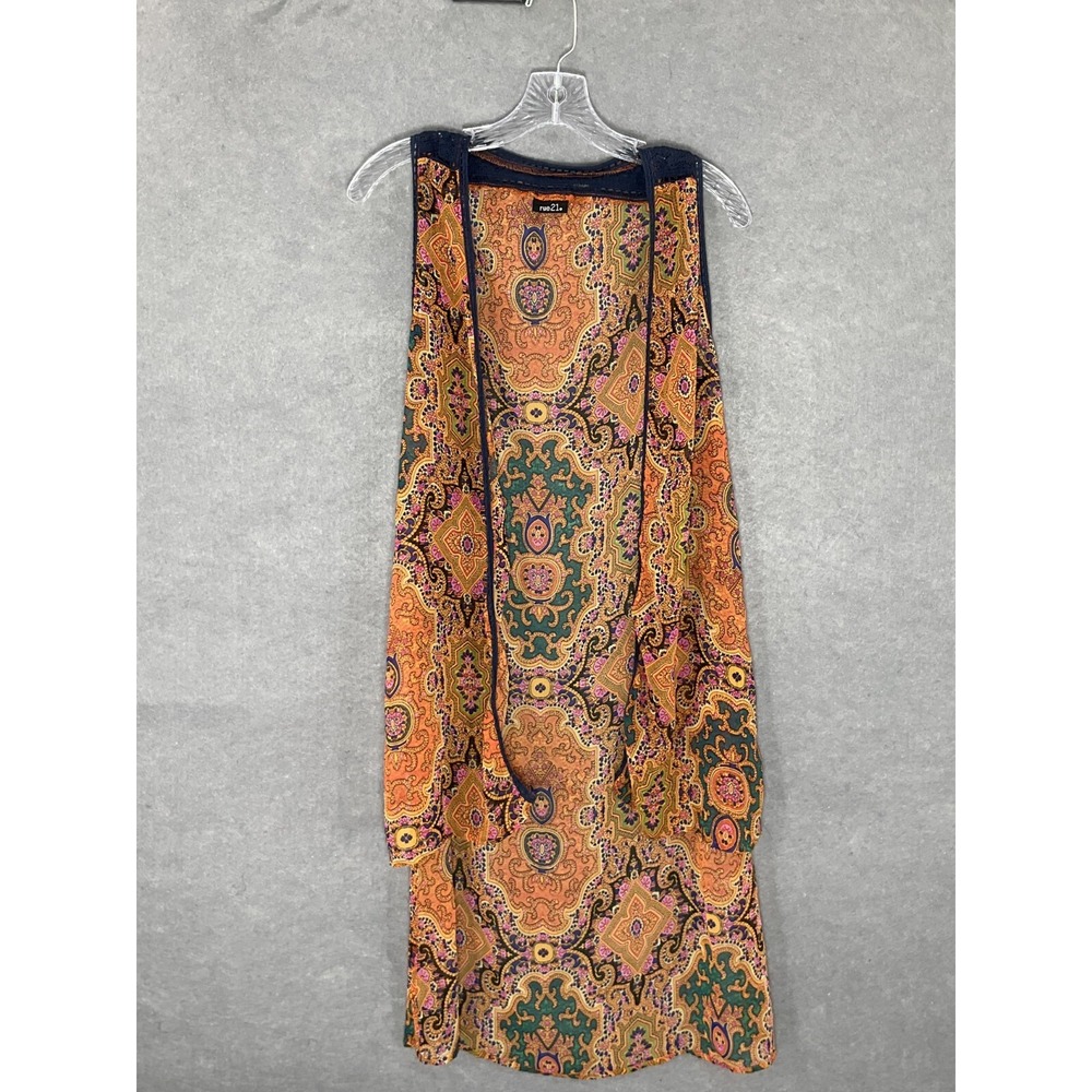 Rue 21 Cardigan Womens Sz S High Lo Hem Vest Crochet Open Front‎ Festival Boho